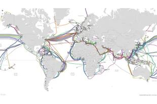 El mapa del cableado submarino de internet