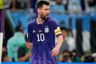 Lionel Messi en el partido entre Argentina y Polonia