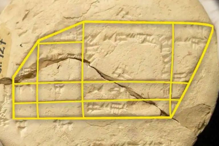 Se trata de un documento catastral elaborado por un experto para resolver una disputa por la división de un terreno en el que los ángulos rectos se trazaron utilizando el sistema de triples pitagóricos, más de 1000 años antes de que fuera formulado por el propio matemático griego Pitágoras