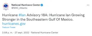 The National Hurricane Center has updated the evolution of Hurricane Ian in the Gulf of Mexico