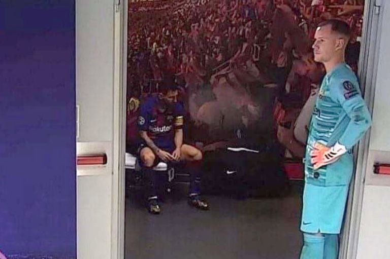 La imagen de Messi en el entretiempo del partido de Champions contra Bayern Munich