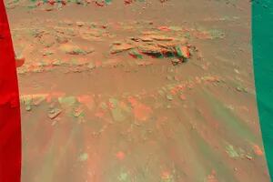 El helicóptero Ingenuity de la NASA capta una imagen 3D de una roca marciana
