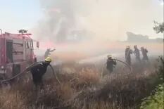El espectacular operativo de bomberos por el fuego en un campo