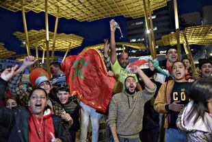 Los marroquíes celebran la victoria de Marruecos en Rabat