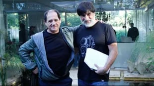 Julio Chávez junto al director de El maestro, Daniel Barone