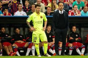 Messi y Guardiola podrían reencontrarse; aquí, una imagen con el argentino en Barcelona y Pep al frente de Bayern Munich