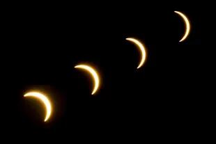 Las fases del eclipse, tomadas desde Rosario, en Santa Fe