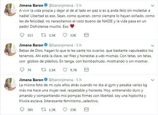 El descargo de Jimena Barón en Twitter