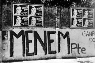 Carlos Saúl Menem: cartel publicitario "Siganme", febrero de 1989