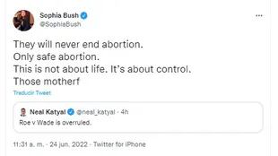 Sophia Bush, indignada tras conocer la decisión de la Corte Suprema de Estados Unidos que revocó el fallo Roe vs. Wade (Crédito: Twitter/@sophiabush)