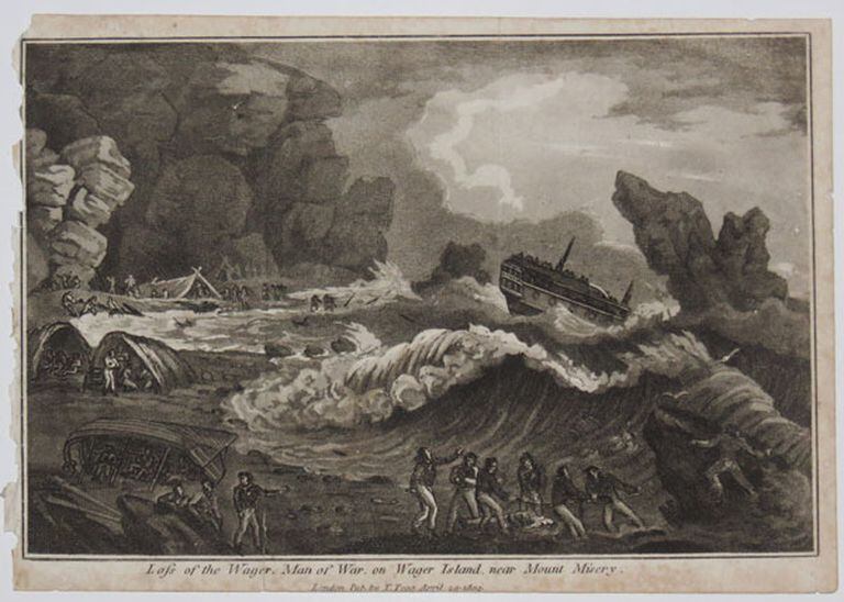 El Wager quedó encallado el 14 de mayo de 1741 a 200 millas al sur de Chiloé.