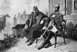 Napoleón III y Otto von Bismarck reunidos luego de la capitulación francesa, en 1871