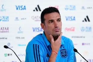 El DT de la selección argentina Lionel Scaloni, durante la conferencia de prensa que dio el 25 de noviembre 