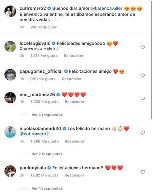 Las felicitaciones de los jugadores de la selección argentina