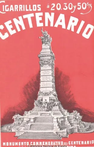 El Monumento del Centenario llegó a los avisos de cigarrillos Centenario, que lo tomaron como motivo publicitario.