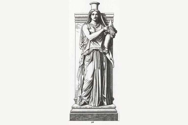 Grabado de una estatua de Felicitas incluida en la Enciclopedia Iconográfica de Ciencia, Literatura y Arte, publicada en 1851