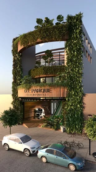 Jardines verticales en la fachada y muchas plantas en el interior, una característica del futuro shopping