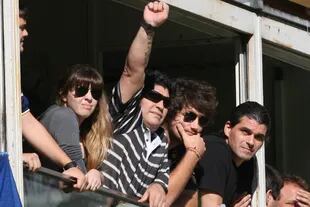 Maradona en la cancha de Boca, junto a Del Potro en 2010