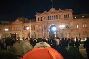 Acampe de las organizaciones de la Unidad Piquetera en Plaza de Mayo, en agosto pasado