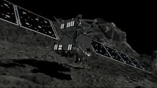 Recreación artística del aterrizaje de la sonda Rosetta sobre la superficie del 67P/Churymov-Gerasimenko