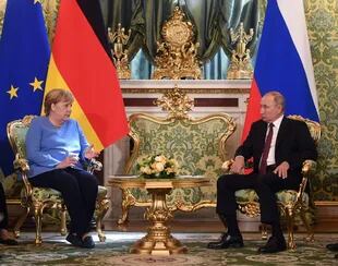 Putin y Merkel, en el Kremlin, el 20 de agosto de 2021