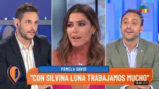 Pamela David habló abiertamente de su pelea con Silvina Luna en Intrusos (América TV) (Crédito: Captura de video América TV)