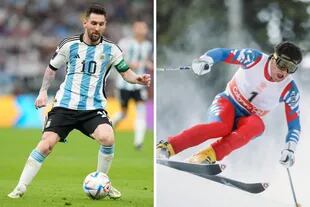 Lionel Messi y el esquiador Alberto Tomba