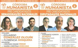 El Partido Humanista competirá con lista única en las PASO cordobesas.