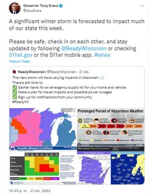 Wisconsin is also preparing to pass through a hurricane bomb