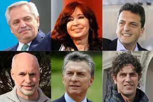 Alberto Fernández, Cristina Fernández de Kirchner, Sergio Massa, Horacio Rodríguez Larreta, Mauricio Macri y Martín Lousteau