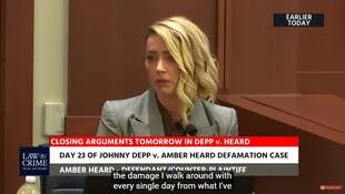 Este jueves, Amber Heard fue contrainterrogada nuevamente sobre su declaración de un incidente que Kate Moss sufrió cuando fue pareja de Johnny Depp (Crédito: Captura de video YouTube/Law & Crime Channel)