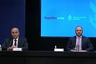Conferencia de prensa del ministro de Economía Martín Guzmán y el jefe de Gabinete Juan Manzur.