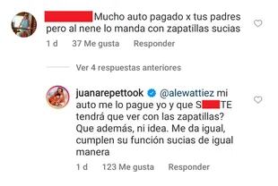 Juana Repetto le contestó a una seguidora