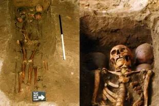 El sepulcro contiene los restos mortales de un hombre con una herida mortal de espada en el cráneo