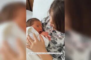 Eugenia compartió una foto de Amancio recién nacido y le dedicó unas tiernas palabras: “Feliz nacimiento a mi torito, mi Hulk, mi potro, mi amor, mi todo...” (Foto: Instagram @sangrejaponesa)