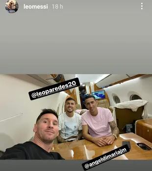 Messi, con Di María y Paredes en el regreso a París