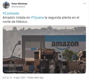 El fotógrafo Omar Martínez desató un debate en las redes sociales tras registrar el duro contraste que existe en Tijuana, México, frente a la instalación de un depósito de Amazon en medio de un barrio vulnerable