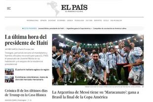 El País, de España, y el foco en el "Maracanazo" con el título argentino en la Copa América