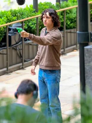 Tom Holland during the filming of the new Apple TV series The Crowded Room