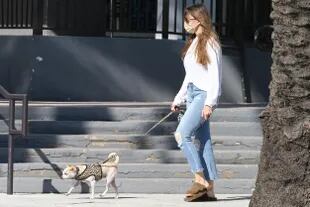 Mientras disfruta de unos días en Miami, Sofia Vergara no descuida sus obligaciones y arranca sus días caminando con su perrita