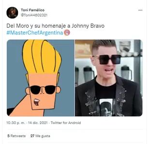 Los memes por el parecido de Santiago Del Moro con Johnny Bravo (Crédito: Twitter)