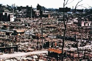 The Little Boy bomb caused devastation in Hiroshima.