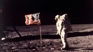 Una imagen provista por Buzz Aldrin sobre el histórico alunizaje del Apolo 11 en 1969