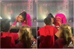 Lali Esposito kisses a fan who fainted on her show and the moment went viral (Photo: TikTok captures @vcastano5)