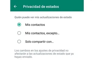 Las opciones de privacidad que ofrece WhatsApp para los estados
