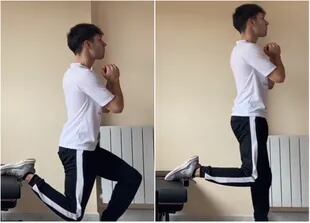 Así es la "sentadilla búlgara", el ejercicio que realiza Roccuzzo en sus rutinas (Foto: Captura Youtube/Mundo Entrenamiento)