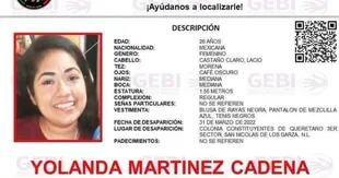 Ofrecen recompensa para encontrar a Yolanda Martínez Cadena