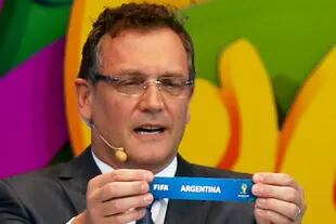 El secretario general de la FIFA, Jerome Valcke, cuando la Argentina sale en el Grupo F