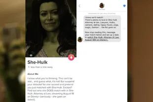 El perfil de Tinder y el mensaje de She-Hulk