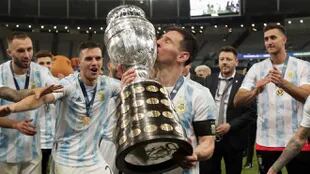 El festejo de Messi y los jugadores del seleccionado en la última Copa América jugada en Brasil